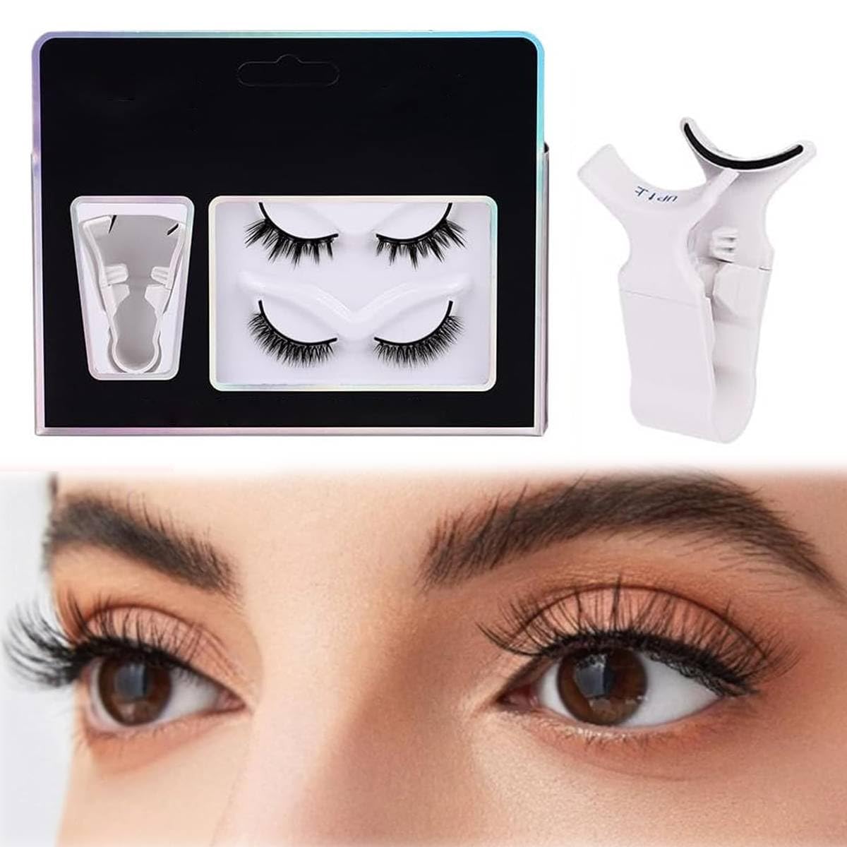 MAYCREATE® 2 Pair Magnetic Eyelashes with Applicator, 3D No Glue Magnetic False Eyelashes Natural Eyelashes Party Look Magnetic Eyelashes with Case