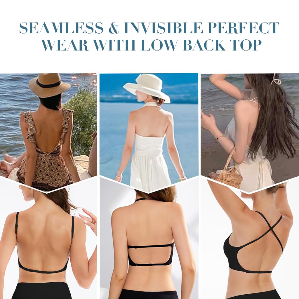 PALAY Seamless Low Back Bra for Backless Outfits with Multiway Adjustable Straps and Removable Pads