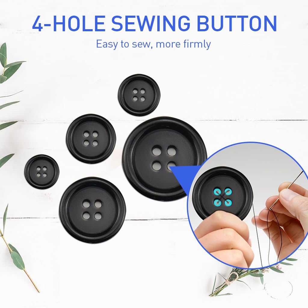 HASTHIP Sewing Buttons for Clothing and DIY Crafts featuring 100 pcs 0.39–1 in Resin | Black and White Round Design