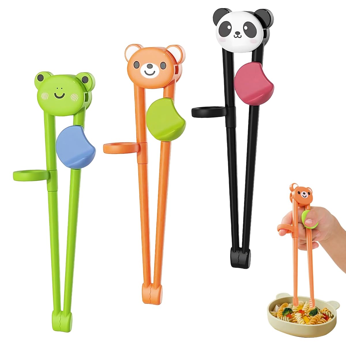 SNOWIE SOFT Training Chopsticks for Kids with Hinged Design and Anti Slip Tips | 3 Pairs BPA Free Self Feeding Set for Ages 3 7