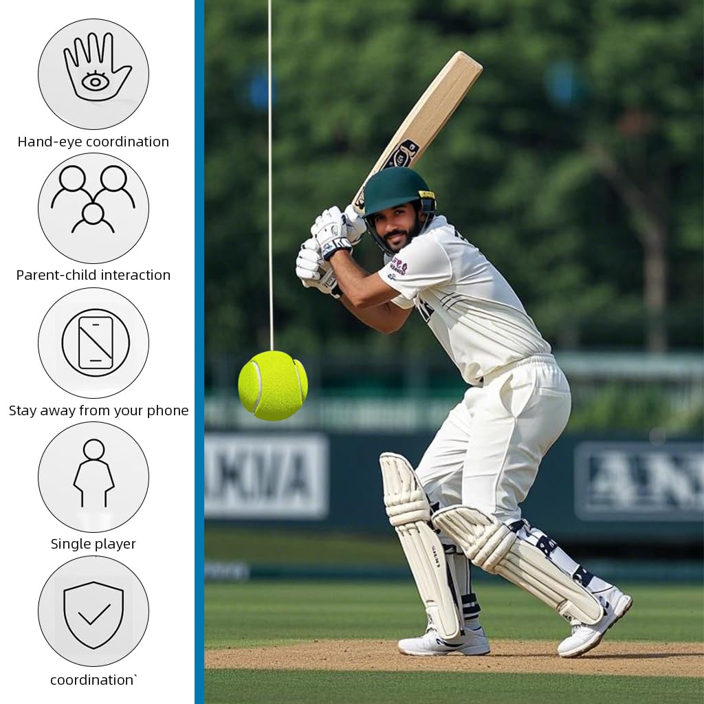 HASTHIP Cricket and Baseball Training Device with 3 Balls for Reflex and Coordination | Door Hanging Indoor & Outdoor Striking Practice Tool