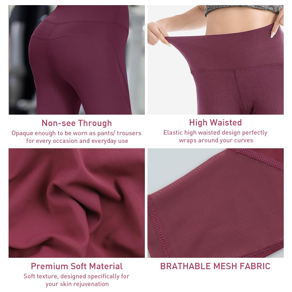PALAY Gym Leggings for Women with High Waist Compression Fit and 4 Way Stretch Pink Style