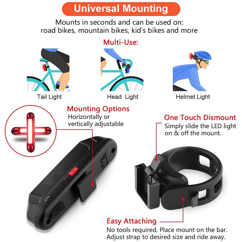 Proberos Bike Tail Light for Outdoor Cycling with 800mAh USB Recharge & IPX5 Waterproof | 4 Modes