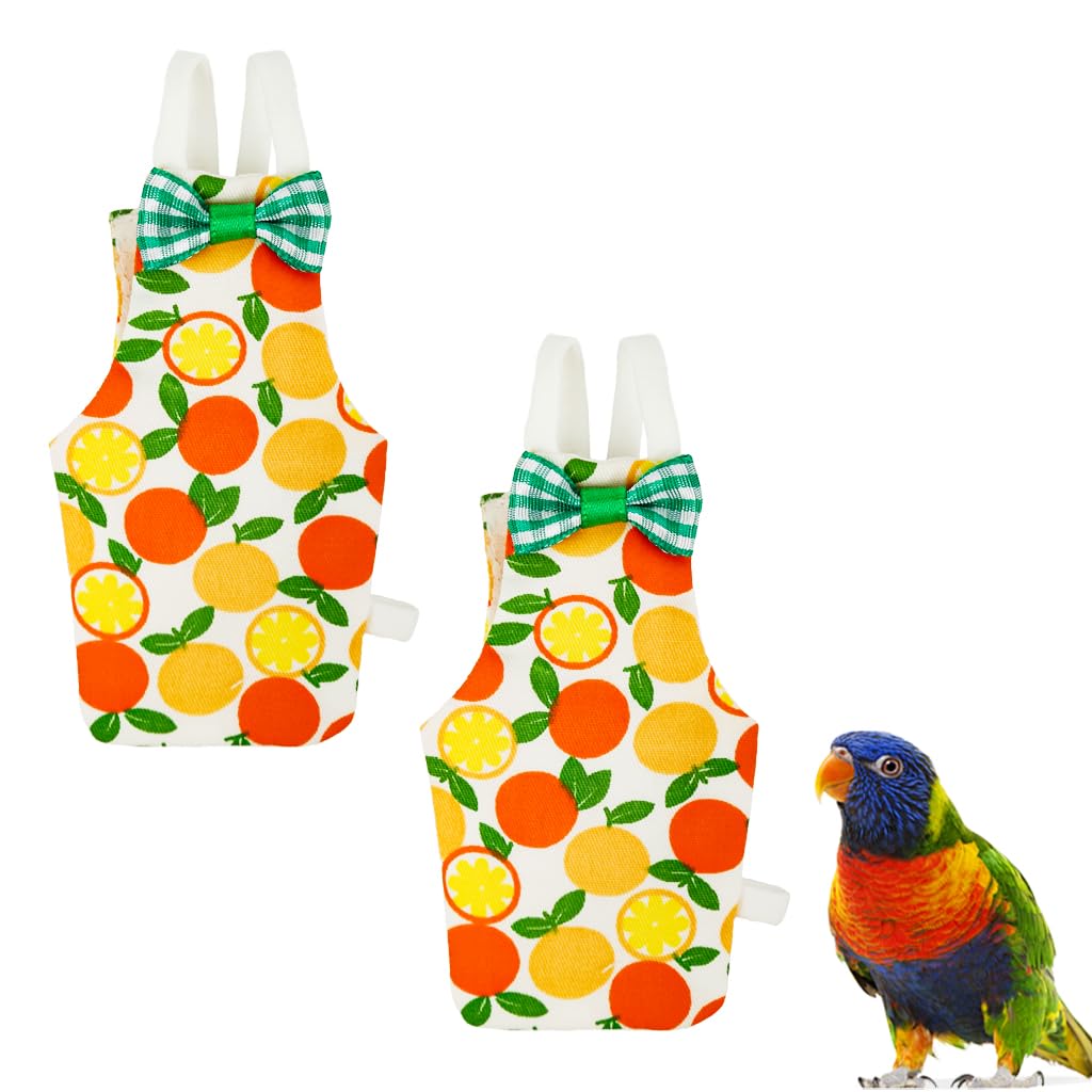 ZIBUYU Parrot Clothes 2Pcs for Budgies featuring Elastic Straps and Soft Waterproof Fabric | Washable Bird Flight Suit