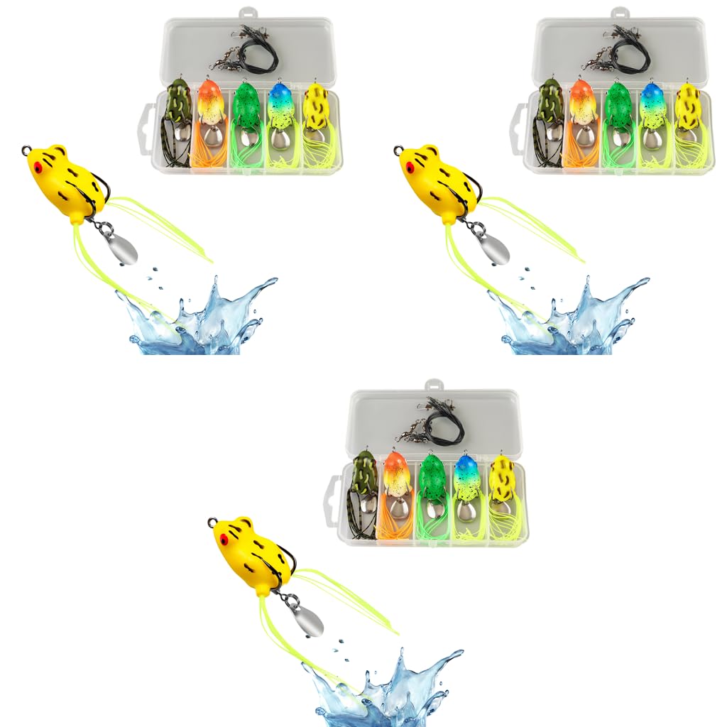 Proberos Frog Fishing Lures for Topwater Bass and Trout | 15PCS 3cm Soft Silicone Bait with Anti-Escape Barbs