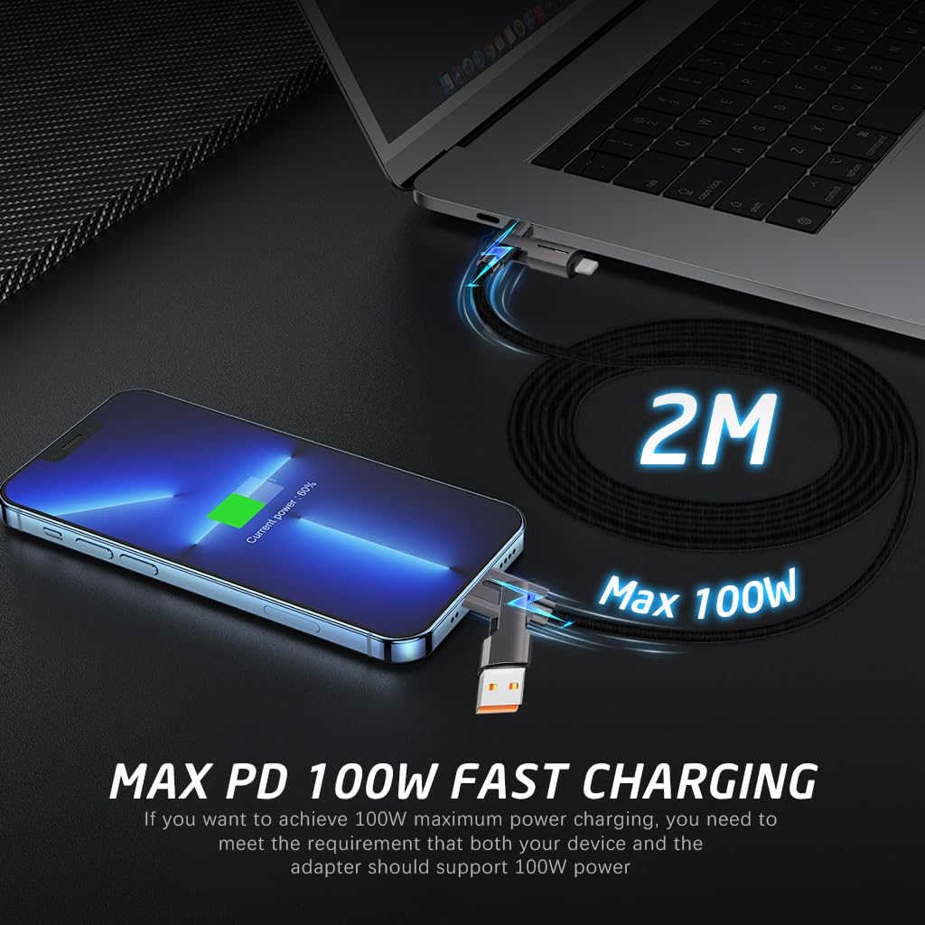 Verilux® USB C Cable 4-in-1 USB C Cable Support 100W PD Fast Charging Cable &Data Sync Color Woven Charging Cable Multi Connector USB Charging Cable for iPhone 14 13 Samsung Galaxy S23/S22