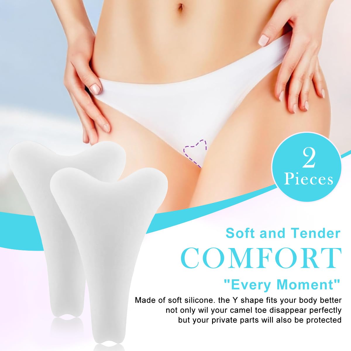 HANNEA Camel Toe Concealers for Swimwear with Waterproof Adhesive Silicone Pads | Reusable Pack of 2