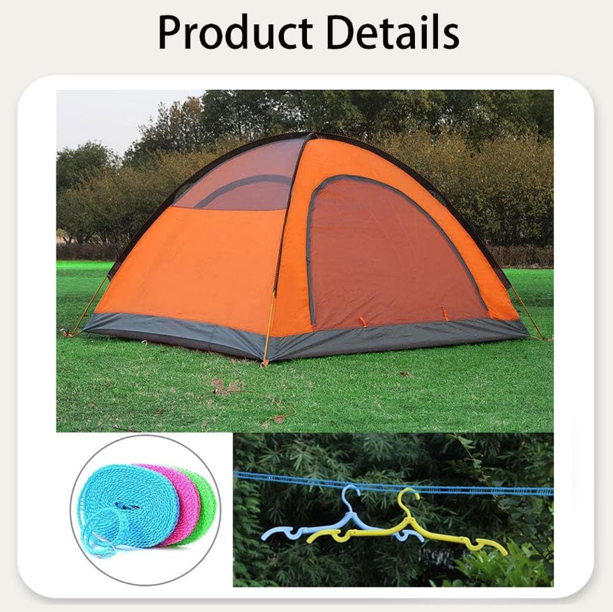 ZIBUYU Cloth Drying Rope for Indoor Outdoor Use featuring Windproof Partition | 5M PE 3PC Set