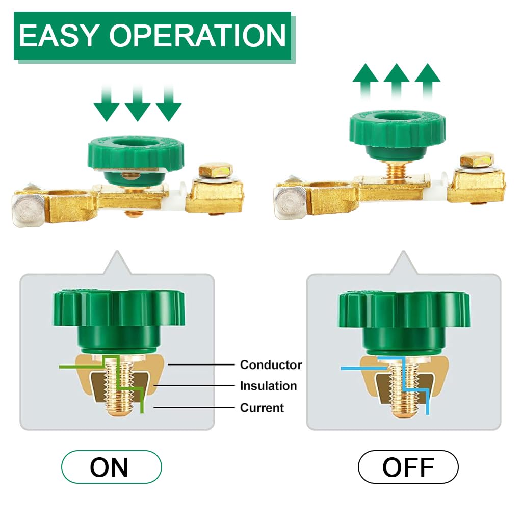STHIRA Car Battery Cut Off Switch for 12V Vehicles with 0.59–0.67in Top Post | Power Control & Anti Theft