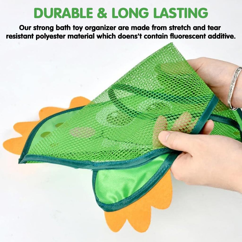 SNOWIE SOFT Bath Toys Storage Bag for Bathroom with Strong Suction Cup Hooks and Quick‑Dry Mesh