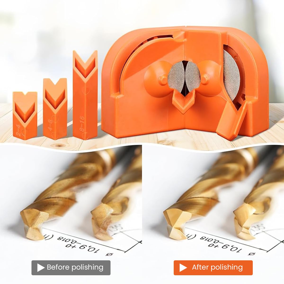 Serplex Drill Bit Sharpener for Power Drill with Replaceable Diamond Wheel for 2–16mm Bits