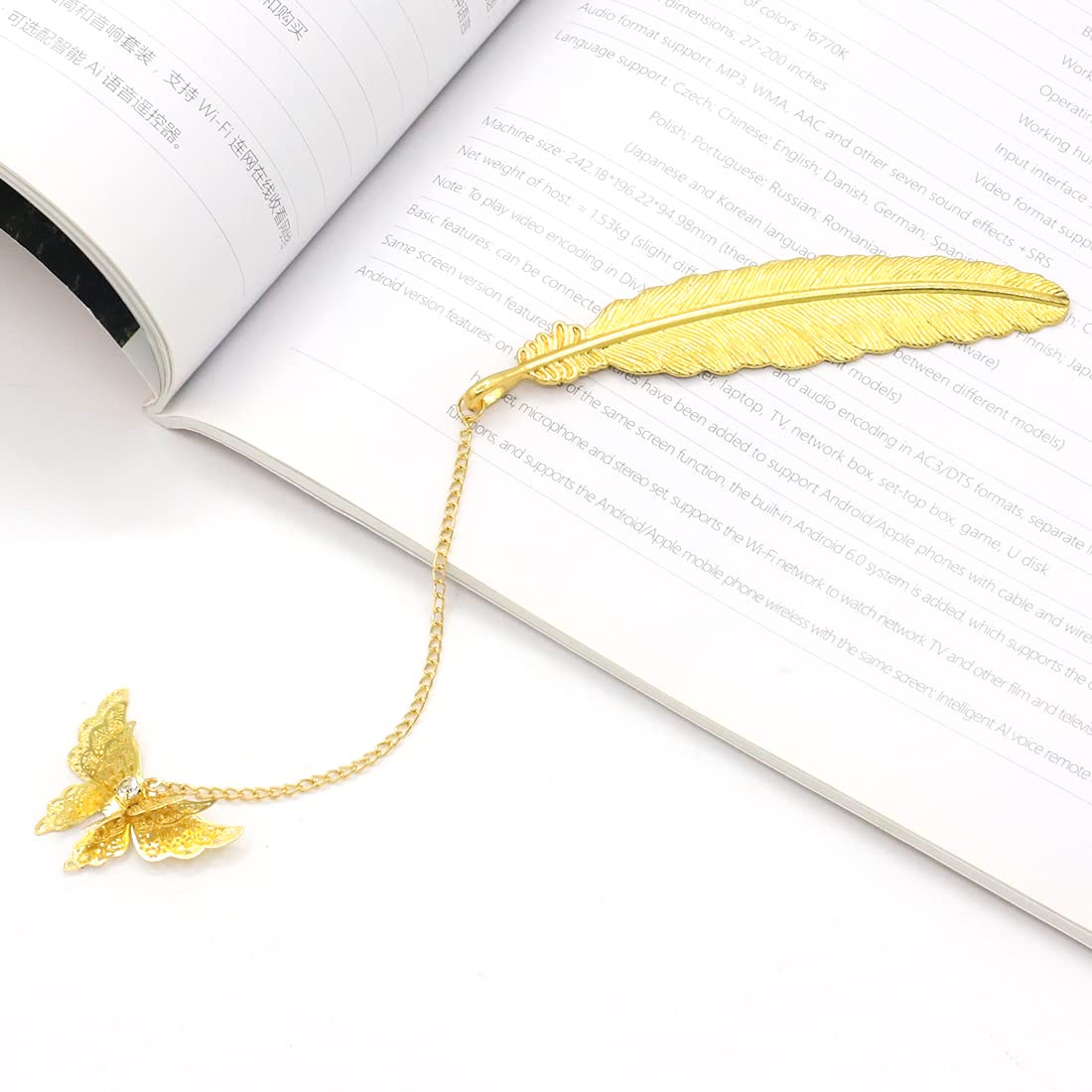 Supvox Metal Feather Bookmark for Reading with 3D Butterfly Design and Golden Finish | 3PCS