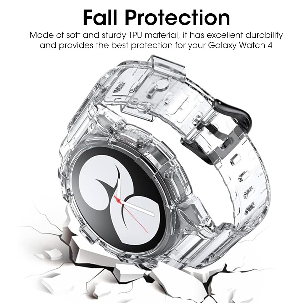 ZORBES Watch Band for Samsung Galaxy Watch 4 44mm with Adjustable Buckle and Clear TPU Design
