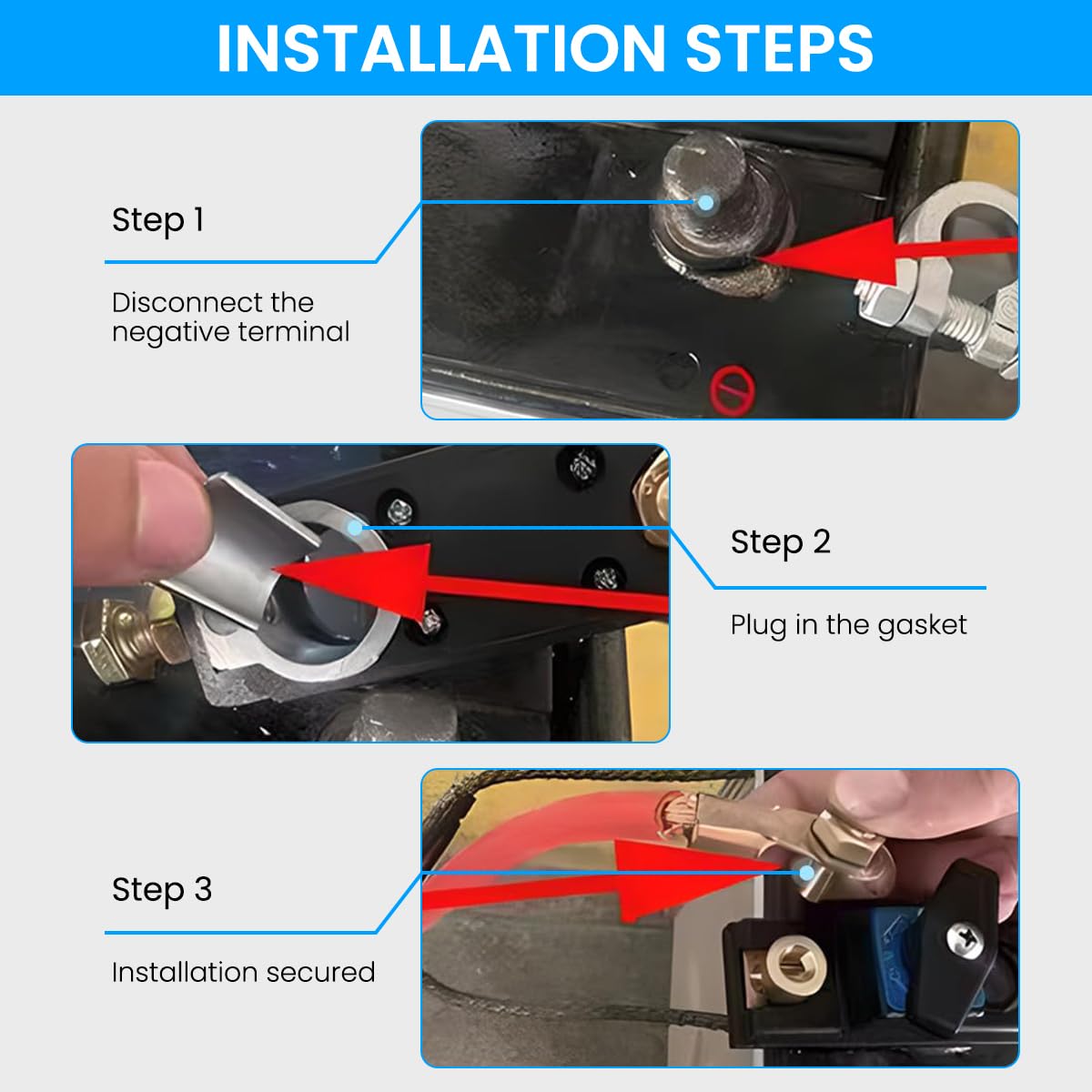 STHIRA Battery Disconnect Switch for Cars Trucks RVs Boats with Manual Cut Off 12/24V 3PCS