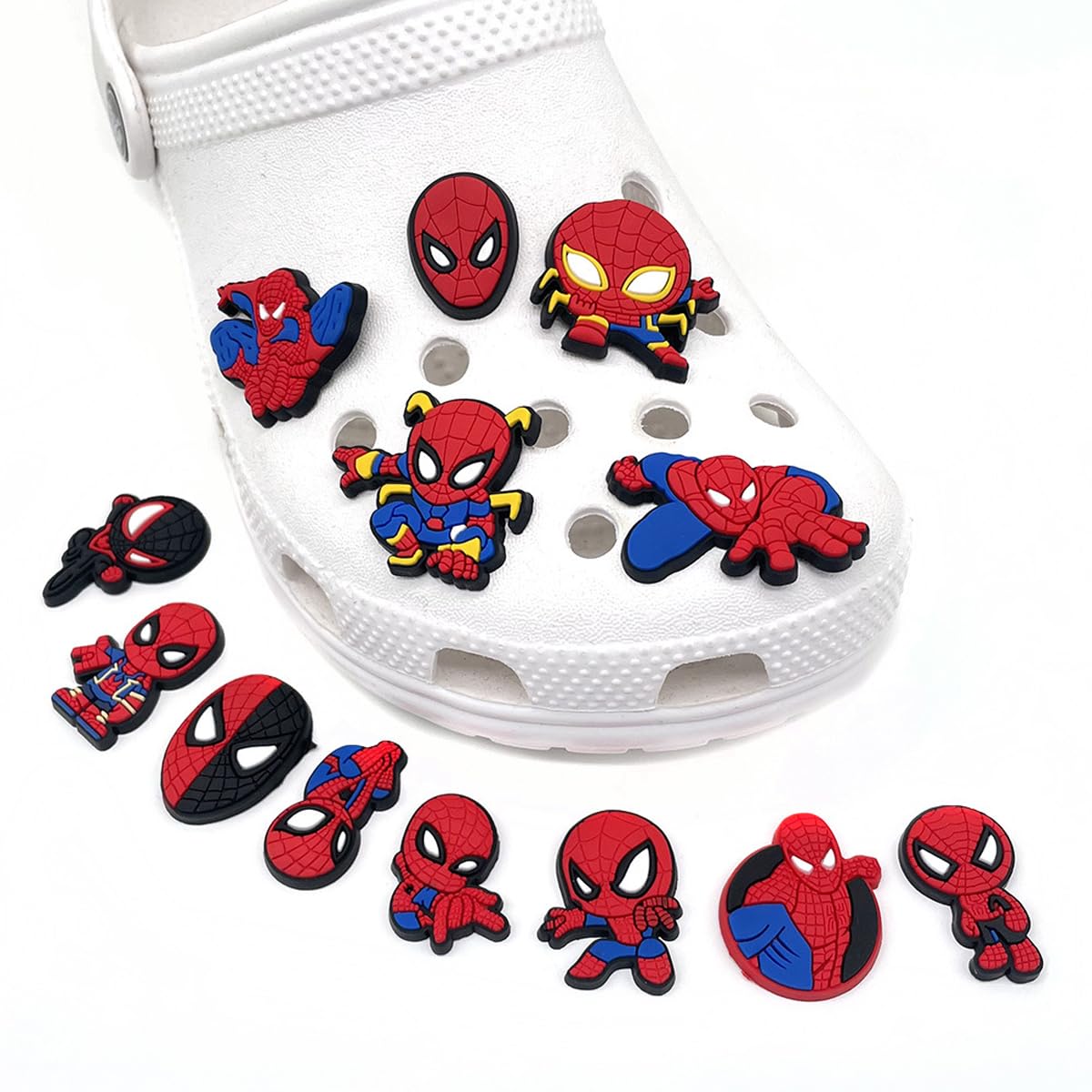 HASTHIP® 13pcs Cartoon Charms for Clogs Slipper Decoration DIY Color Charms Cartoon Spider Man Rubber Charms for Clogs Slipper Casual Clogs Decoration for Kids Charms Fashion Clogs Charms