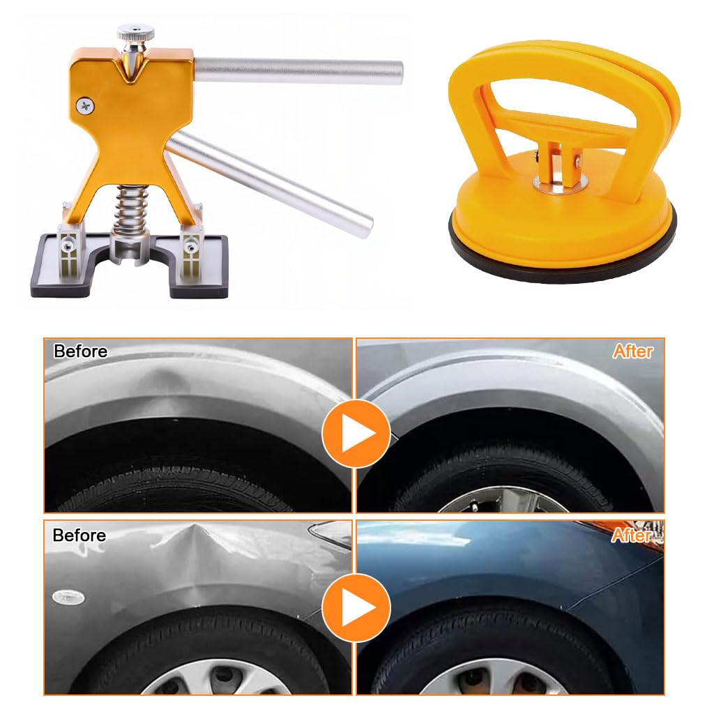 STHIRA Car Dent Repair Tool Kit for Vehicle Dent Removal with 18 Pads & Alloy Puller | Includes Hot Glue Gun and Scraping Tool