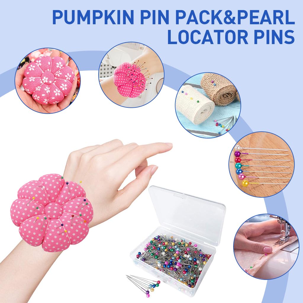 HASTHIP Sewing Pins Accessories Kit for DIY Crafts with 200 pcs Pins and Magnetic Wrist Holders | Includes Seam Rippers and Scissor