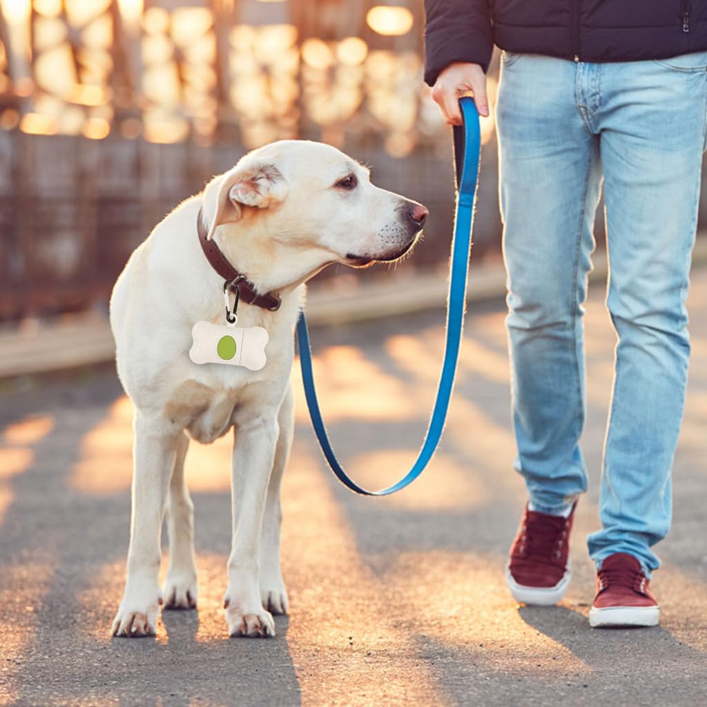 Qpets Dog Waste Bag Dispenser for Outdoor Walks with Carabiner Clip featuring Bone Shape | Wheat Straw Eco Container for Pet Owners