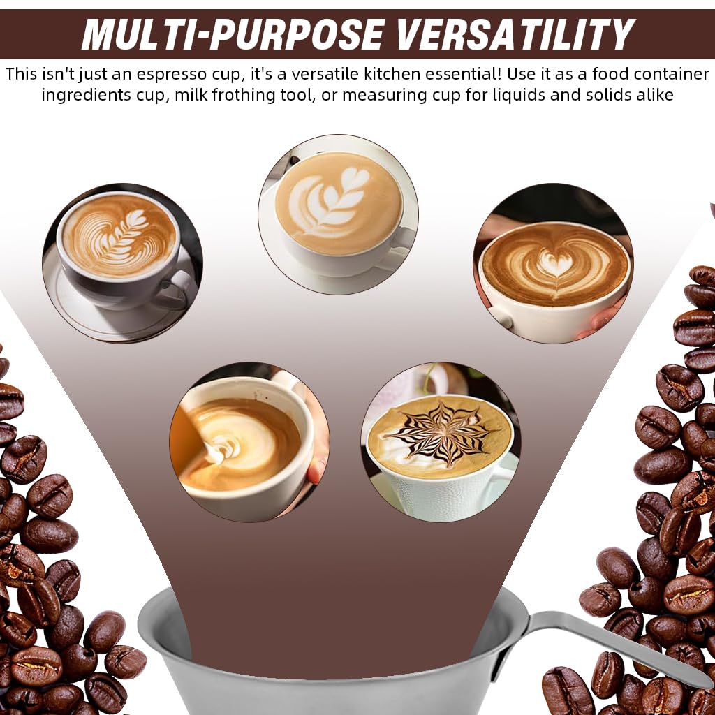 Supvox Espresso Cup for Coffee Brewing featuring Etched Scale and Ergonomic Handle 100ml 304 Stainless Steel | Ideal for Home Baristas