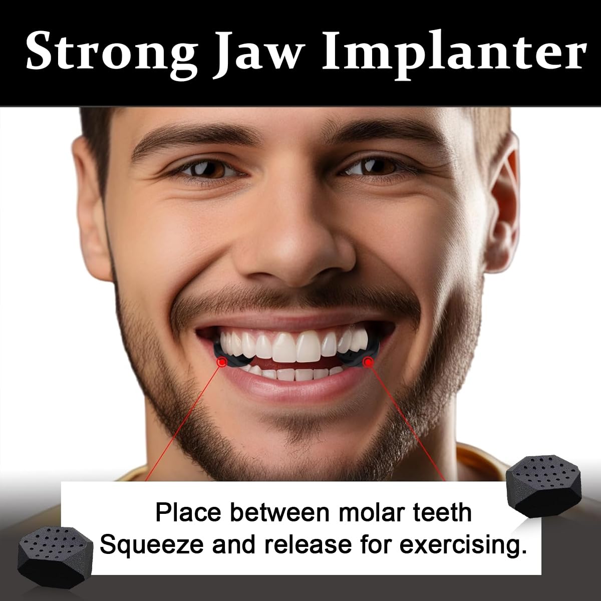 MAYCREATE® 2Pcs Jawline Exerciser for Men Women 45lbs Silicone Jaw Exerciser Trainer Face Jawline Shaper for Jawline Exercise, for Beginner, Intermediate & Advance, Define Jawline - Black