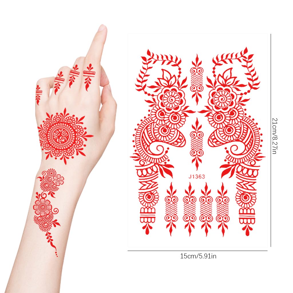 HASTHIP® 12 Sheets Waterproof Temporary Golden Creative Element Temporary Tattoos Stickers | Assorted Henna Art Tattoo Sticker for Body Art