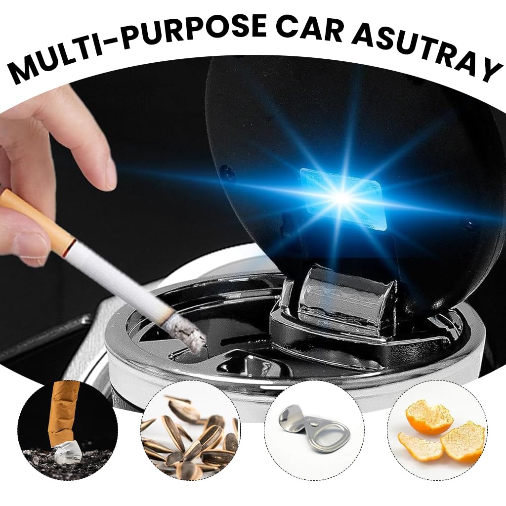 ZIBUYU Car Ashtray with Lid featuring Heat‑Resistant Ceramic Liner for Smoke Control | Fits Most Vehicle Cup Holders