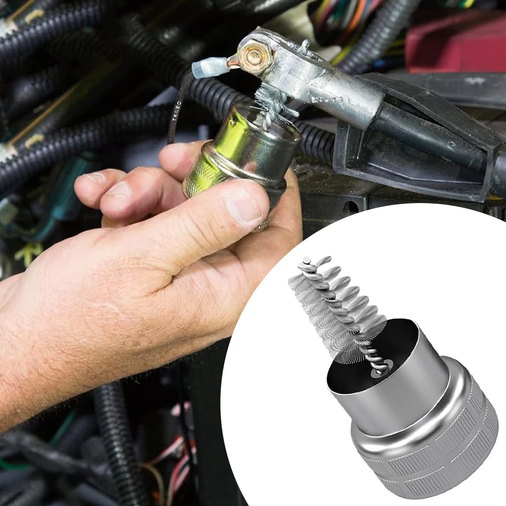 STHIRA Battery Terminal and Post Cleaner for Vehicle Use with Stainless Steel Bristles | 2Pcs Set Featuring Ergonomic Metallic Handles