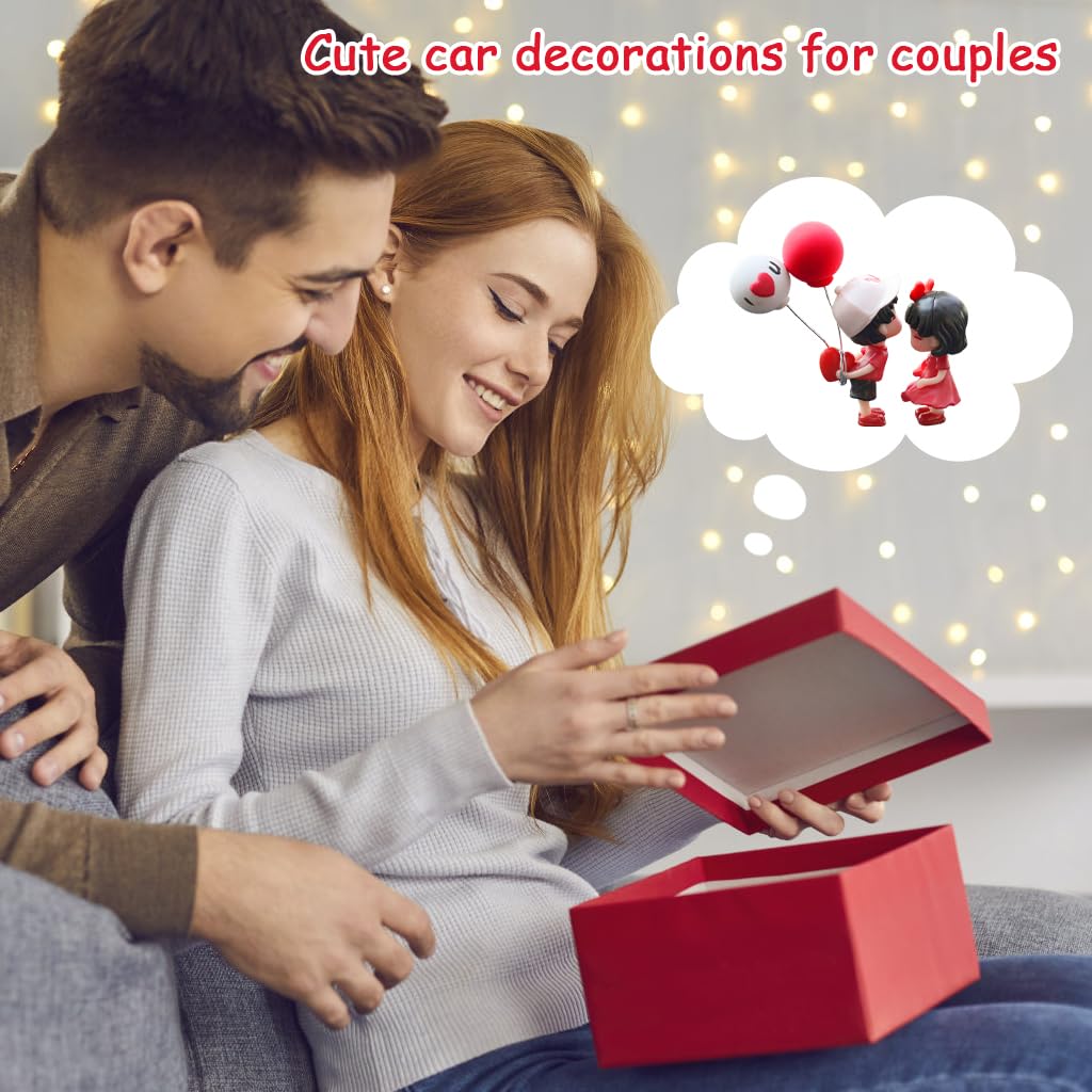STHIRA Car Couple Ornament for Dashboard with Self Adhesive Base | Cute Cartoon Decor Gift