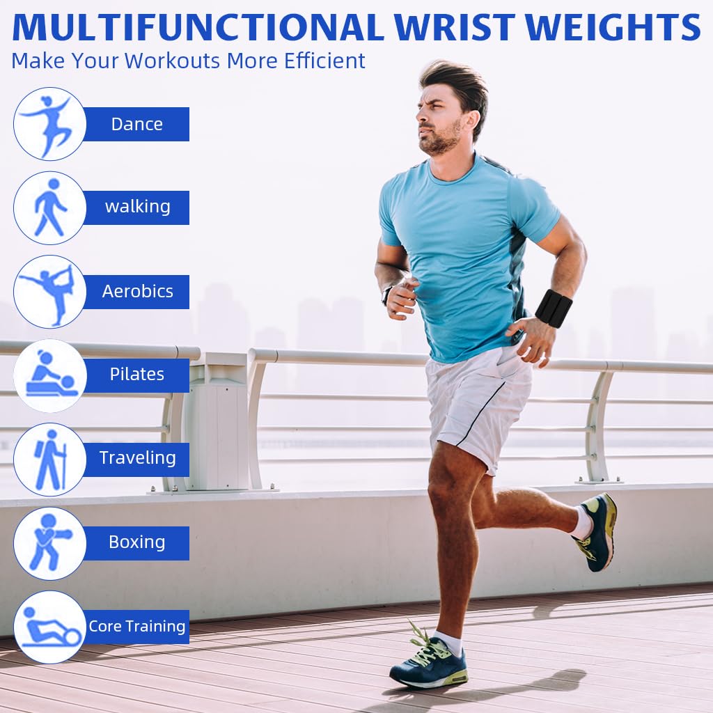 Proberos Adjustable Ankle and Wrist Weights for Fitness with 1lb Each Steel Core Design | Comfortable Silicone Strap for Walking and Yoga