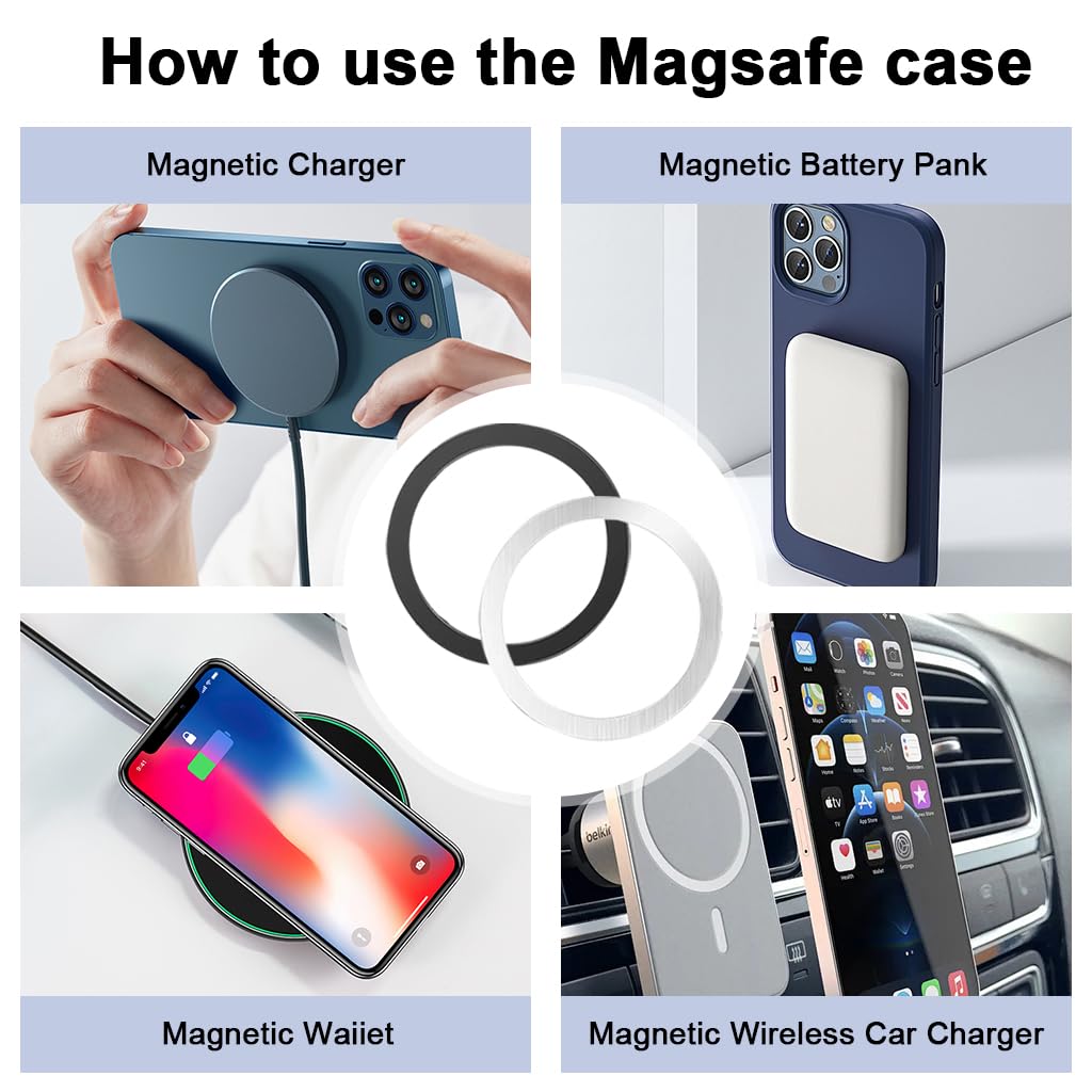 ZORBES MagSafe Ring Adapter for Android and iPhone featuring 6PCS Set with 3M Adhesive Alignment Kit