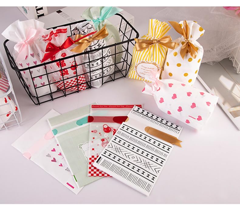 Zibuyu Gift Bags for Parties and Weddings featuring Drawstring Closure 25PC 23 x 15 cm | Reusable Polka Dot Design