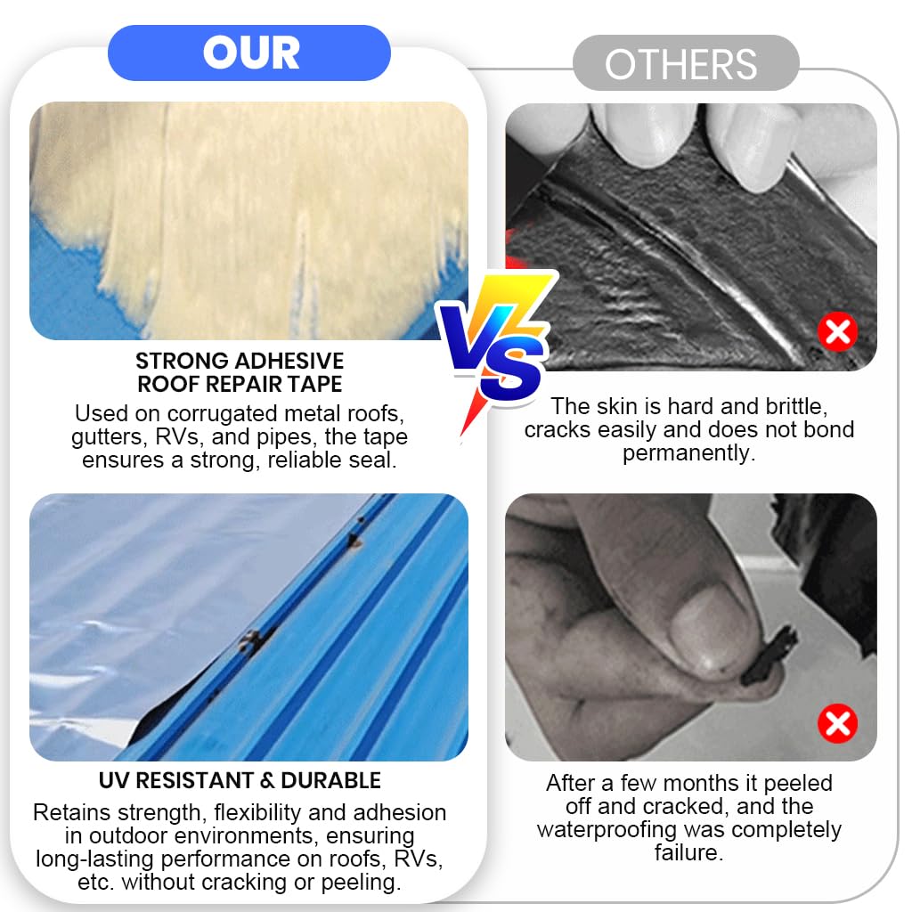 Serplex Roof Repair and Sealant Tape for Roofs and Gutters 10cm x 5m featuring UV Resistant Waterproof Adhesive | Easy Peel and Stick Outdoor Leak Stopper