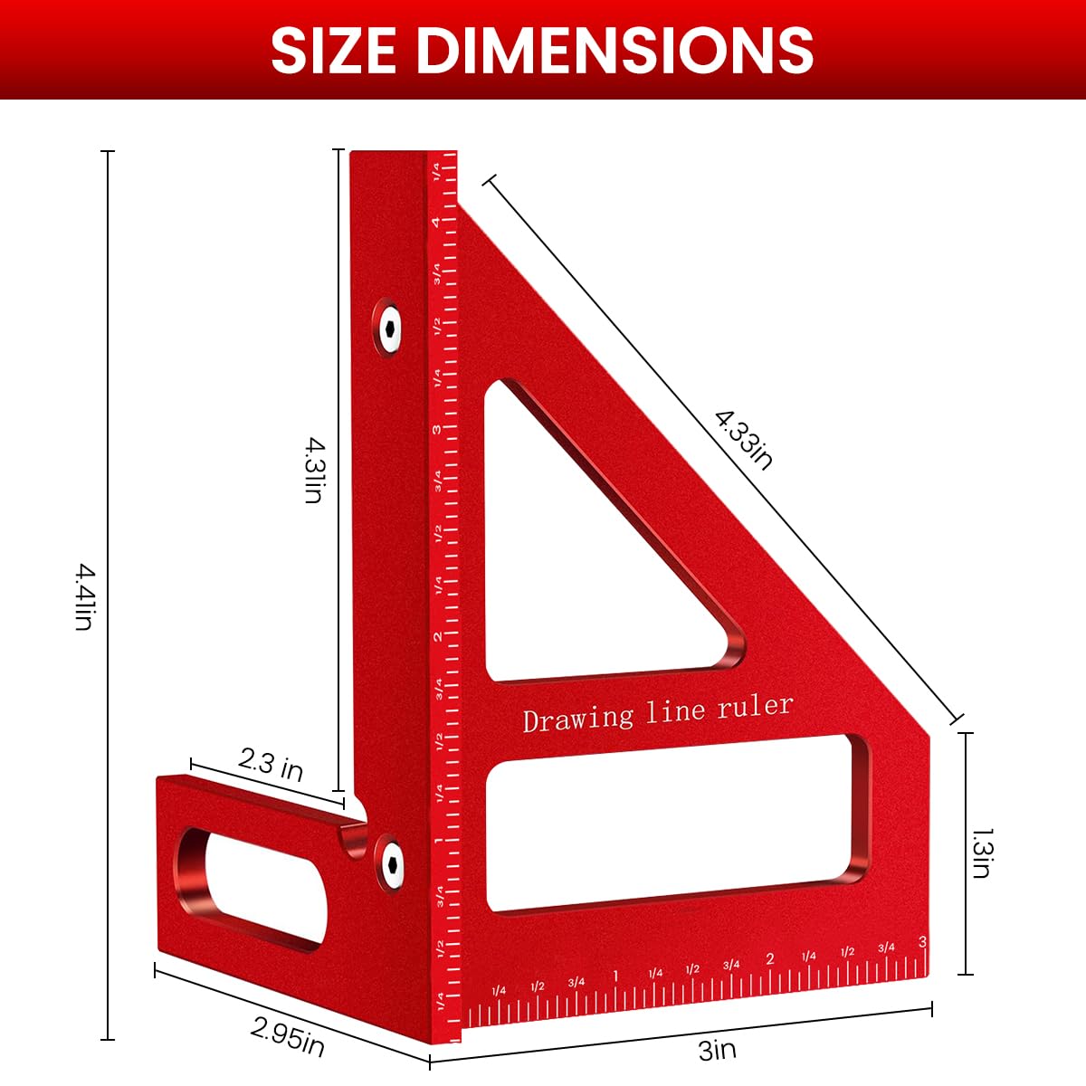 Serplex Drawing Line Ruler for Woodworking with 45° and 90° Laser Etched Marks | 3PCS Aluminum Alloy Measuring Tool