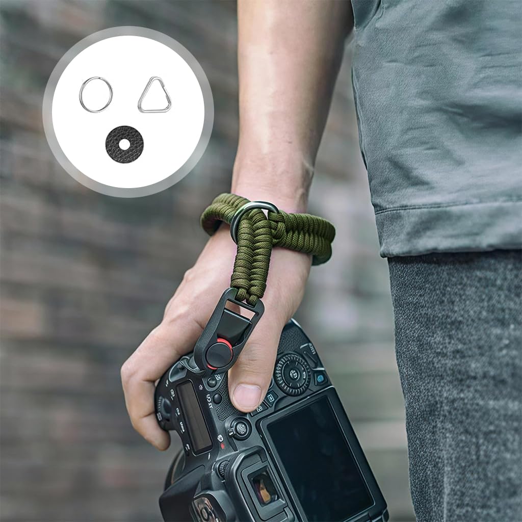 Zibuyu Camera Strap for DSLR and Mirrorless Cameras with Quick Release Buckle and Handwoven Wrist Design | Adjustable Military Green Accessory