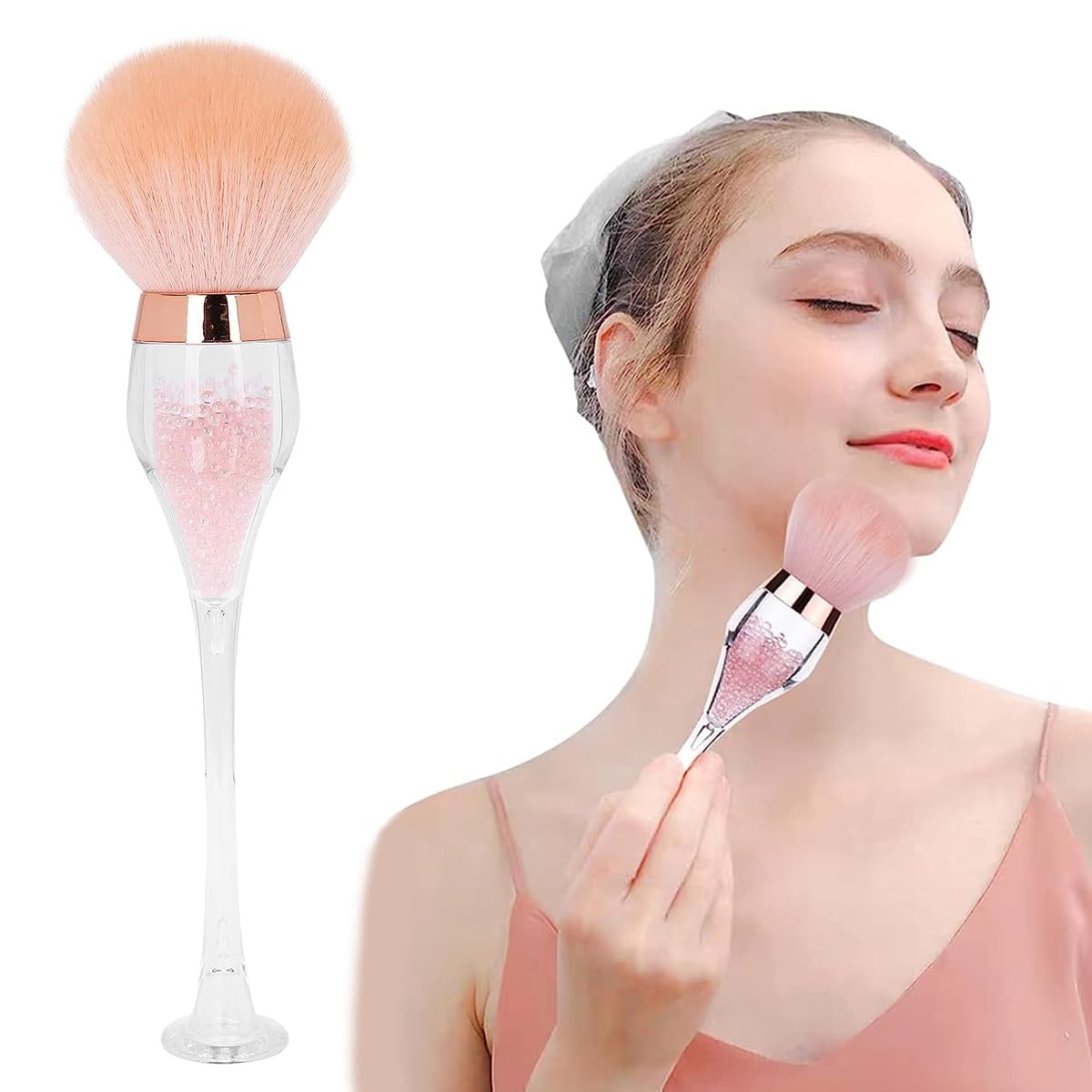 MAYCREATE® Large Powder Brush for Makeup, Stand-up Fluffy Makeup Brush for Applying Pressed or Loose Powder, Creative Bendable Handle Beauty Foundation Makeup Brushes