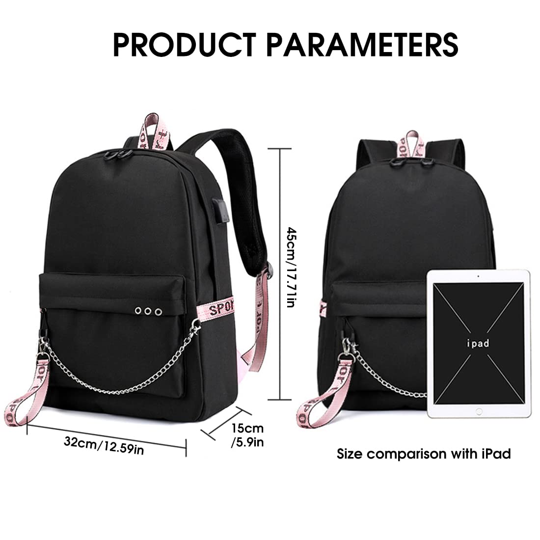 PALAY® School Bags for Girls Blackpink KPOP Theme Prints School Backpack With USB Charging and Headset Port Backpack for Student School Bag for Girls Large Capacity for Boy gift