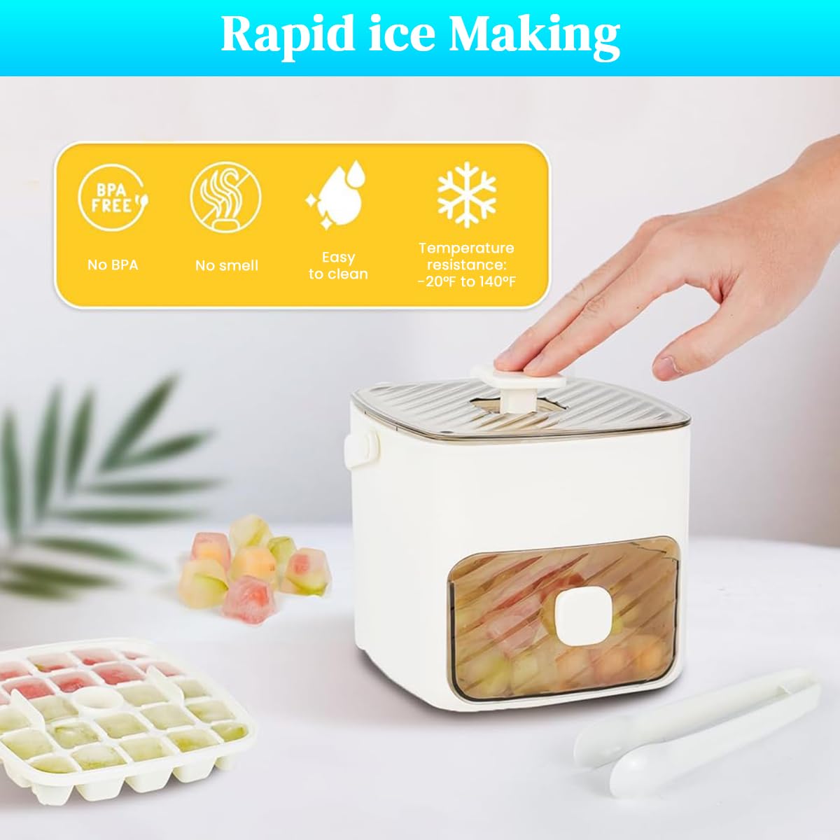 HASTHIP Ice Cube Maker for Party and Home Use featuring 48 Cavity Double Layer Mold Box