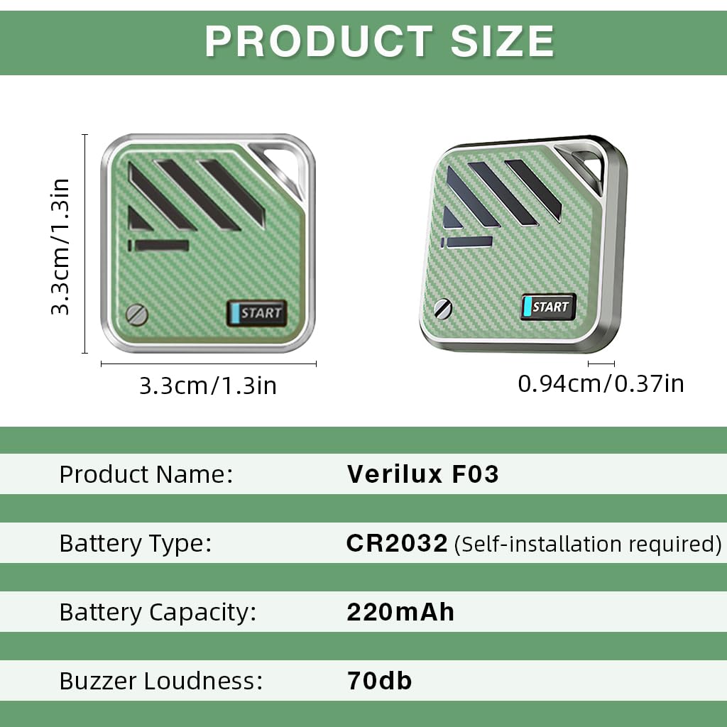 Verilux Item Finder for iPhone featuring Bluetooth Precision Tracking and IPX4 Waterproof Design | Battery Operated