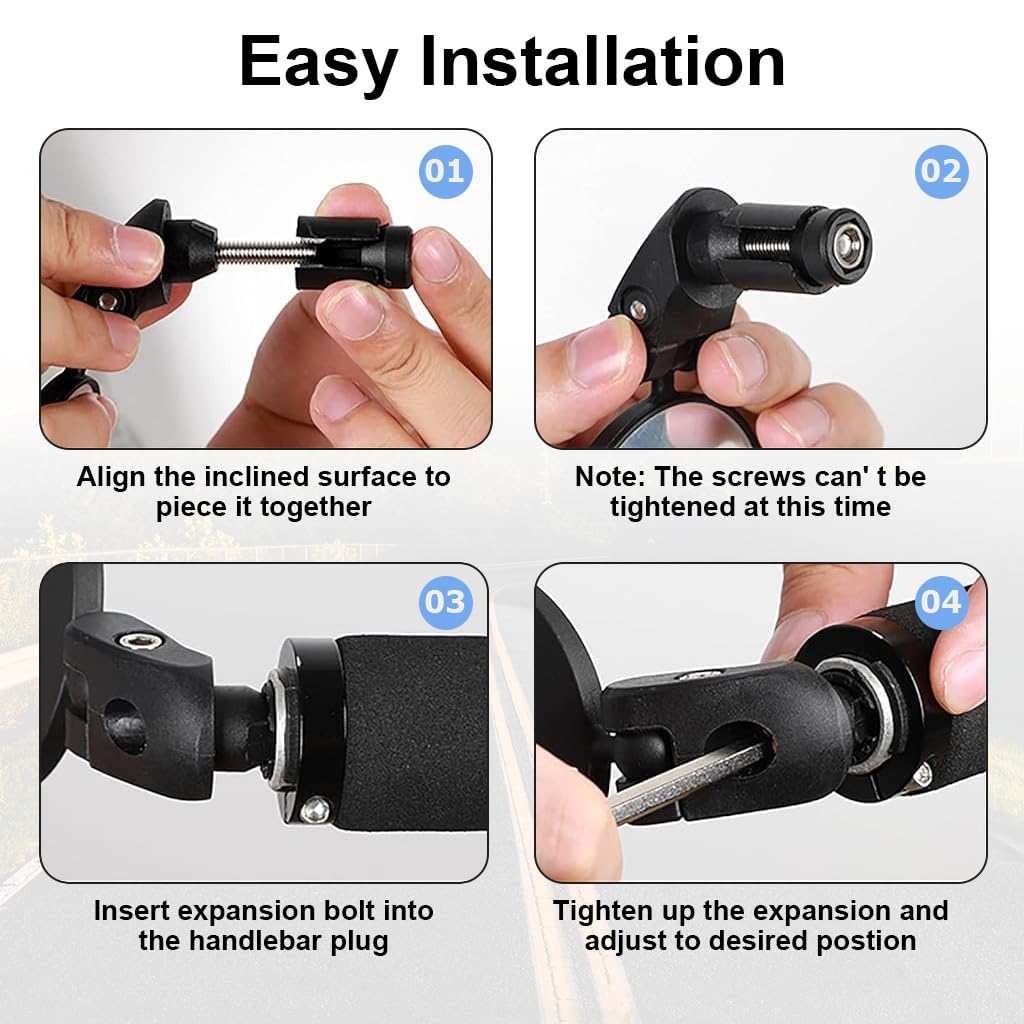 STHIRA Bike Mirrors for Handlebar End Use with 360° Rotatable Design and ABS Material | 2Pcs Set