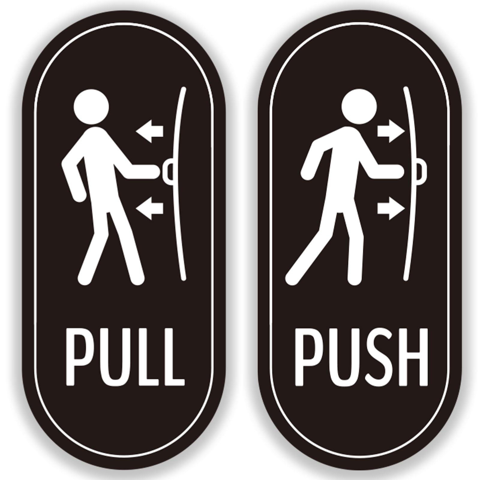 OFIFO® Designer Push Pull Signs, Vertical Decal Self-Adhesive, Black/White Vinyl Sticker for Glass and Other Side Doors in Business, Stores, Cafes, Shops-Black