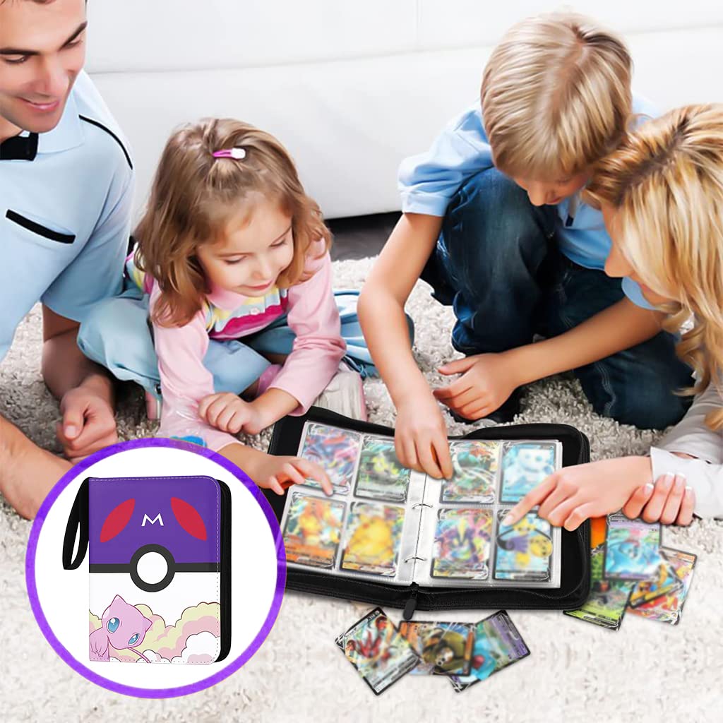 PATPAT Pokémon Card Binder for Kids with 3 Ring 50 Page Sheets 400 Card Capacity | EVA PU Zipper Album