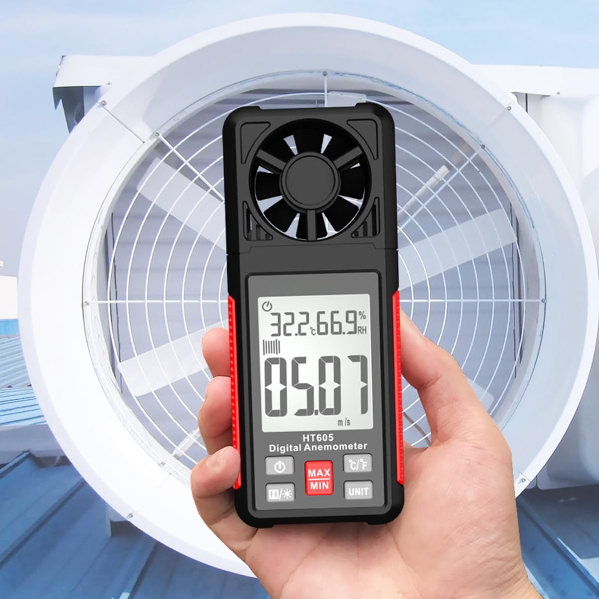 Serplex Digital Anemometer for Sailing and HVAC with 2.26 inch LCD | Measures Wind Speed and Humidity
