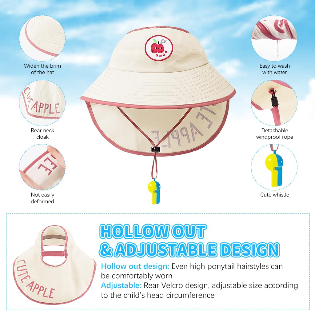 SNOWIE SOFT Kids Sun Hat for Summer with UPF 50+ Protection and Adjustable Chin Strap | Wide Brim Neck Flap Design for Girls 3–10 Years