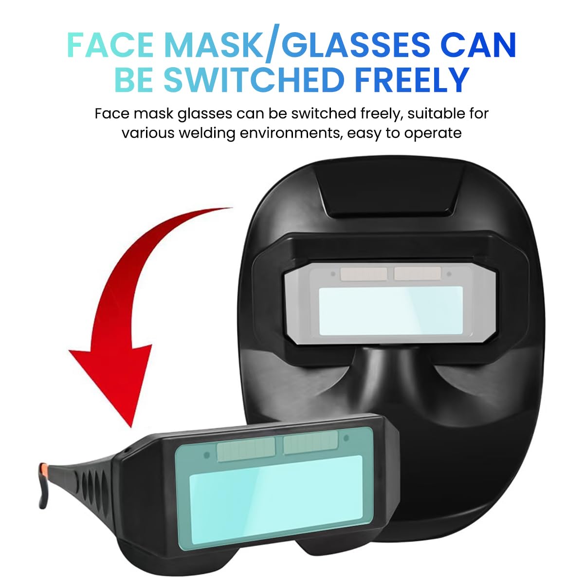 Serplex Welding Helmet for Professional and DIY Use with 5 Replacement Lenses | Detachable Auto Darkening Goggles and PP Shell