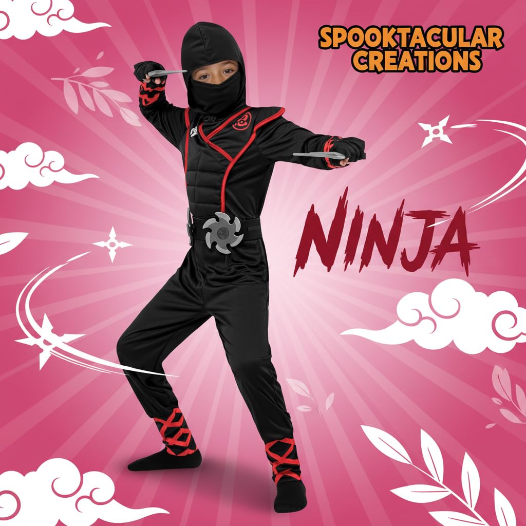 PATPAT Kids Costume Set for Halloween with Props and Black Jumpsuit Size 120cm | Dress-Up Fun