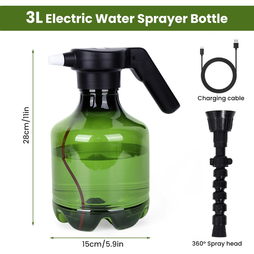 HASTHIP Spray Pump for Plants with 3L Capacity and Dual Spray Modes | Rechargeable Automatic Mister