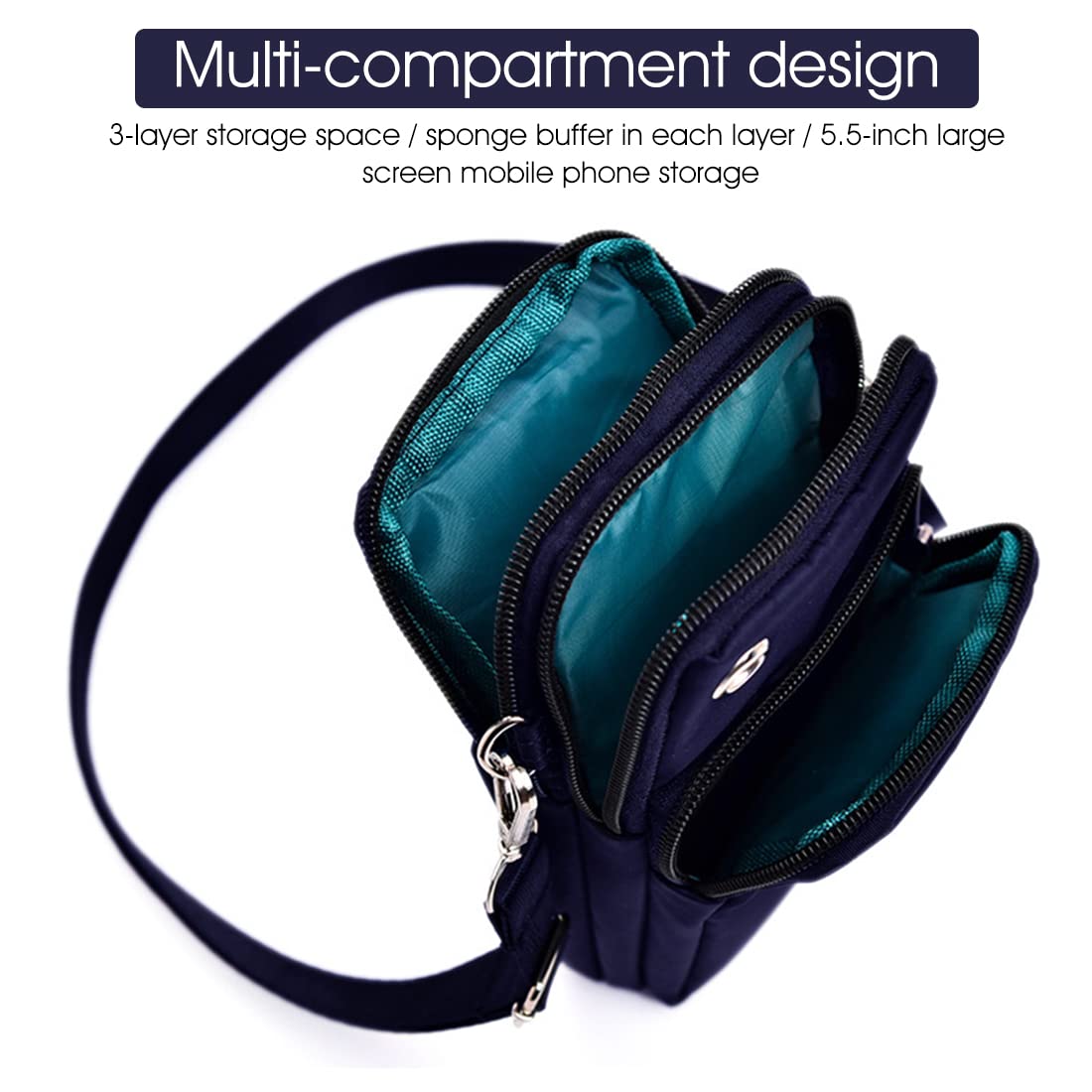 PALAY Small Crossbody Wallet Phone Bag for Women with Card Slots and Adjustable Strap | Waterproof Oxford Cloth Handbag