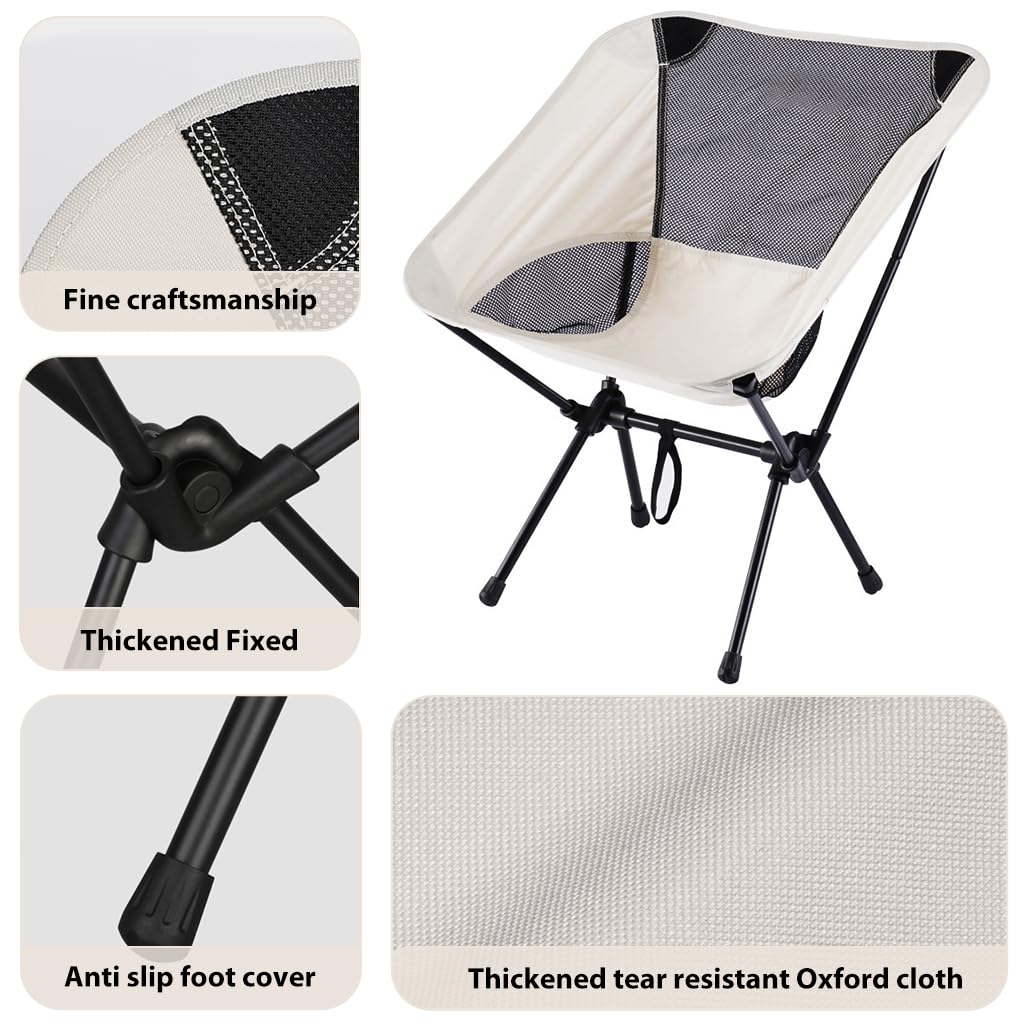 Proberos® Portable Chair Folding Camping Chair Outdoor Chair with Carry Bag 600D Oxford Cloth Camping Chair Max 300 Lbs Weight Capacity Breathable Folding Chair for Camping Fishing