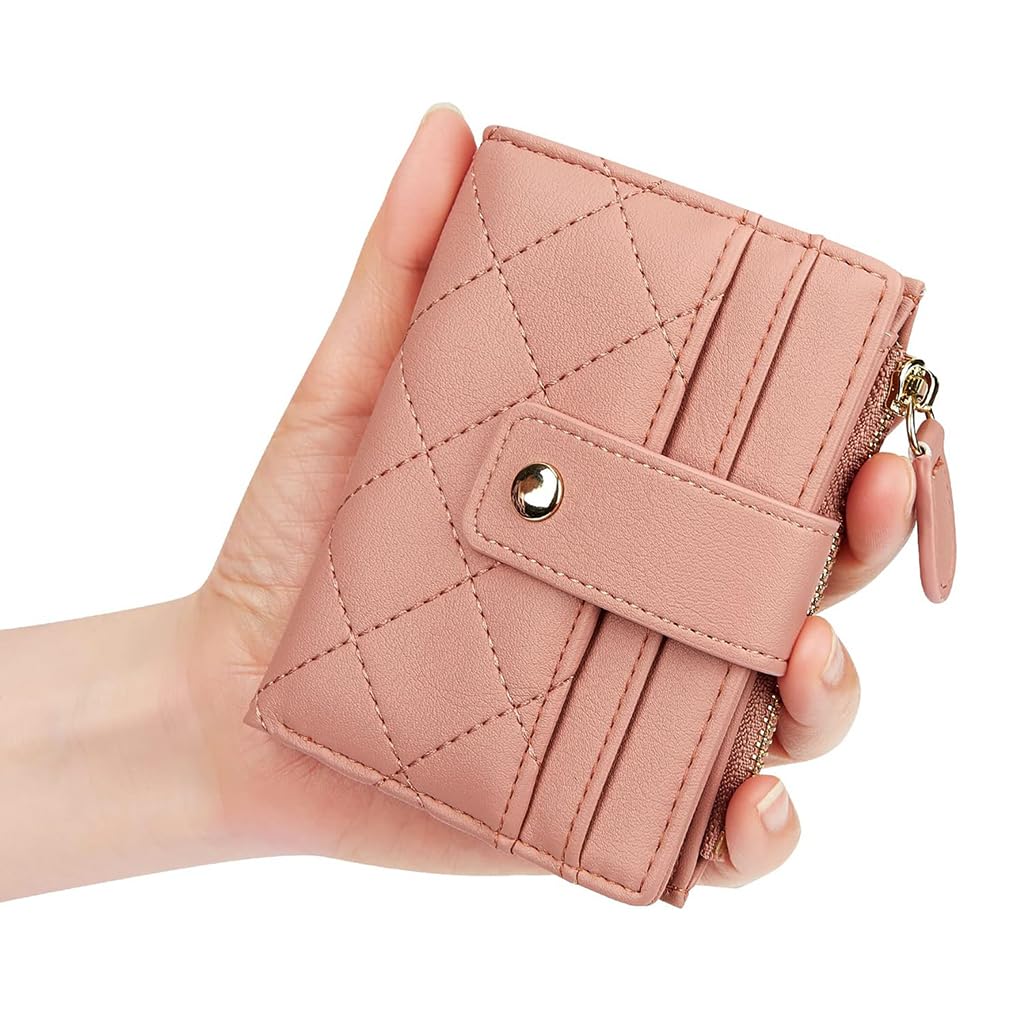 Zibuyu Wallet for Women with Snap Button Closure featuring Multi Card Slots and 11.5×9 cm Pink PU Design