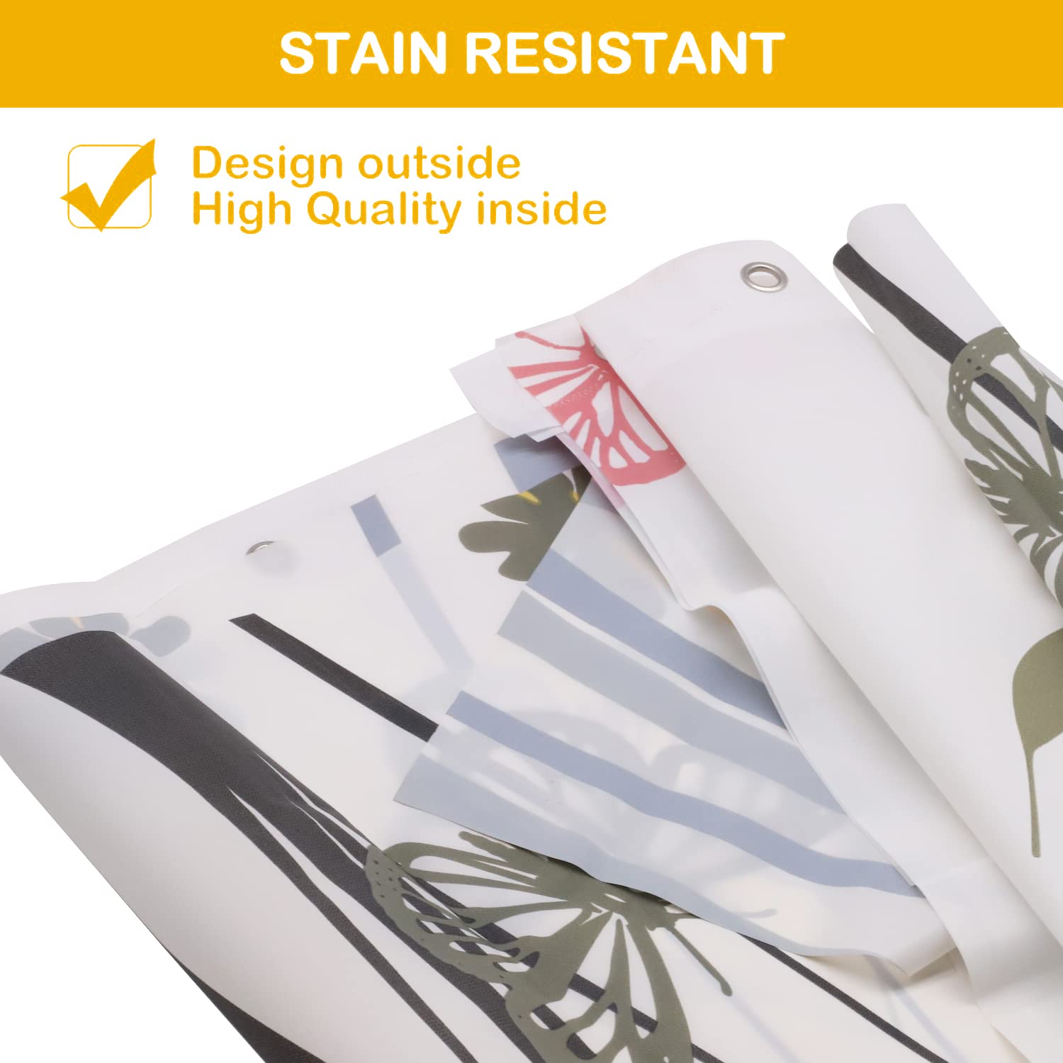 HASTHIP Shower Curtain for Bathroom with 14 Hooks featuring Orange Dandelion Print 70.8x70.8 in Fabric | Waterproof Quick Dry PEVA